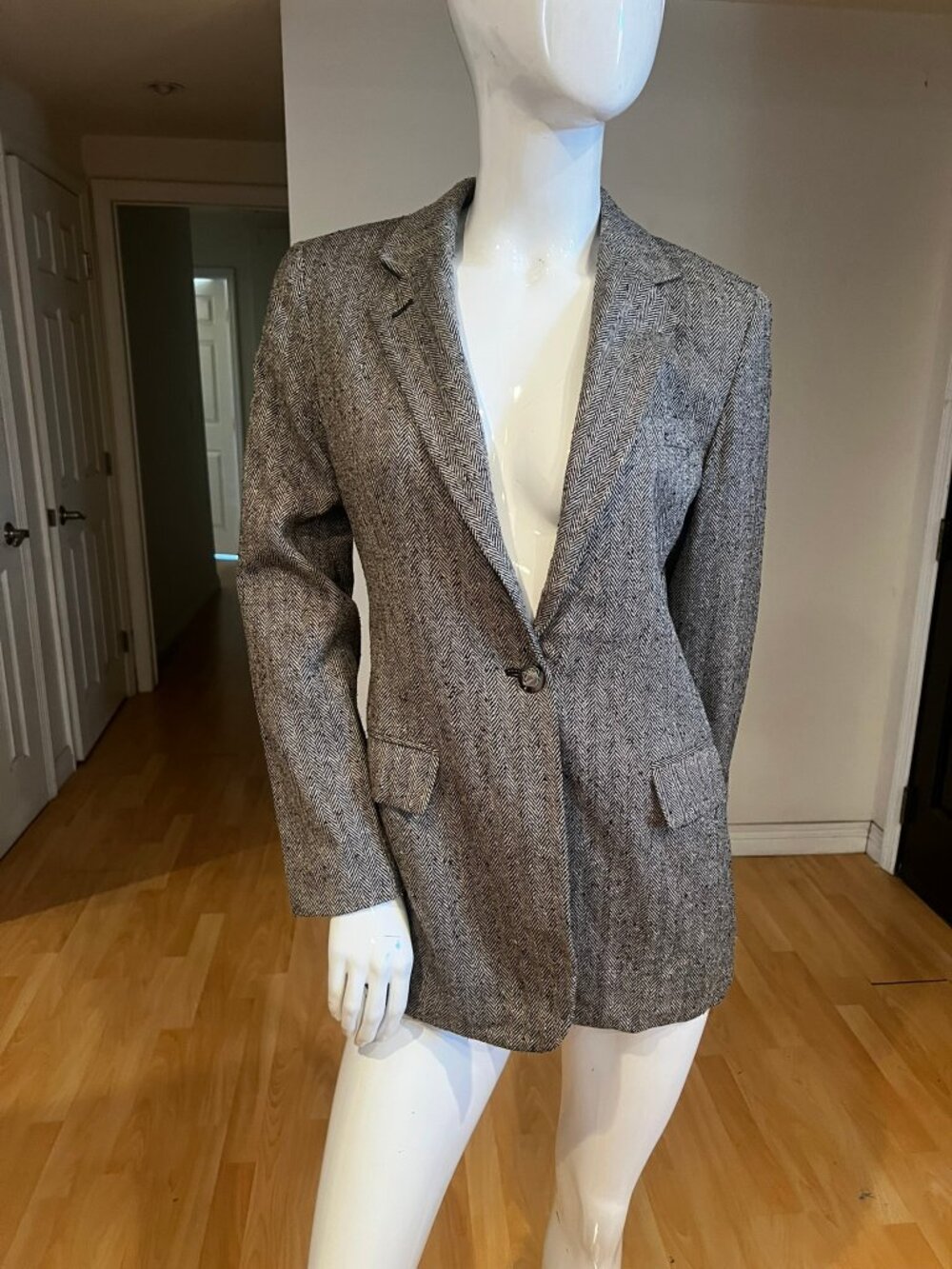 90'S LAUREN BY RALPH LAUREN EQUESTRIAN SILK BLAZER HERRINGBONE SZ 10 JACKET
